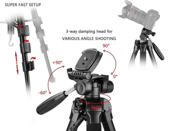 Victiv Tripod Stand Black Tripod Stand Showing Damping Head
