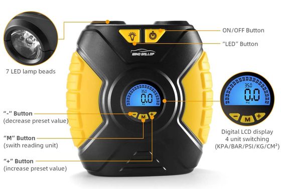 Digital Tyre Inflator Tool In Yellow
