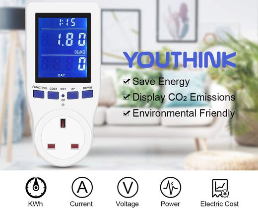 YouThink Plug-In Energy Monitor Plug-In Energy Monitor With Blue Screen