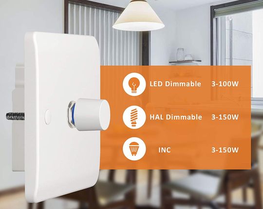 Zigtiger LED Dimmer 1 Gang 2-Way Round Dial LED Dimmer Switch