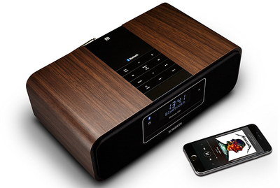 Clock Radio iPhone Dock CD Port USB Connect iPhone Dock CD Port In Wood