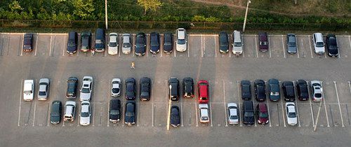 Panoramic View Car Park Busy Car Park In Town