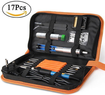 portable Stand Electrical Soldering Kit Electrical Soldering Kit 17 Pieces In Red Bag