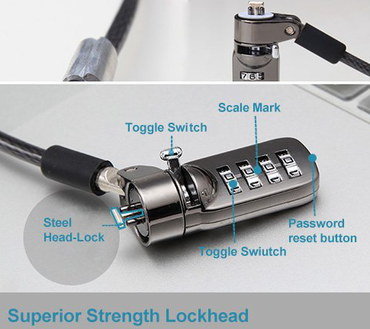 Combi Lock Security Cable With Toggle Switch