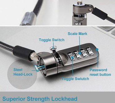 4 Digit Combination Lock Security Cable Combi Lock Security Cable With Toggle Switch