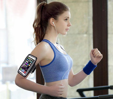 Jogging Arm Band For iPhone On Girl's Arm