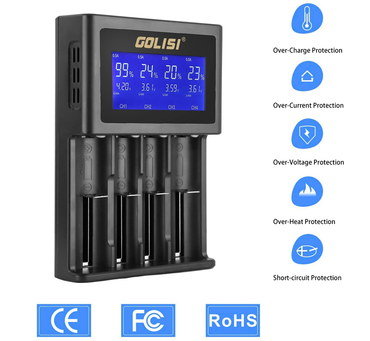 Large LCD Energiser Battery Charger In Black
