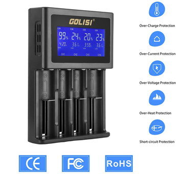 All Size Ni-Mh, Ni-Cd Energiser Battery Charger Large LCD Energiser Battery Charger In Black