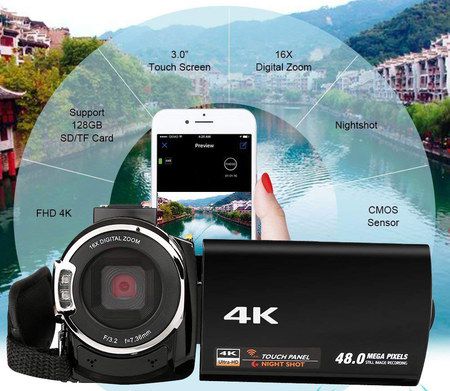 4K Video Camera With Touch Panel