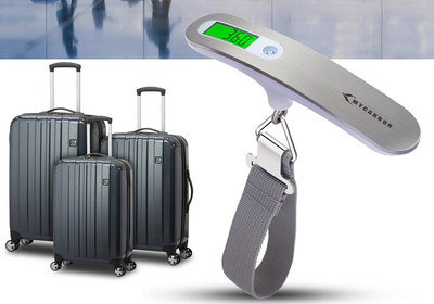 TARE Check Suitcase Weighing Scales LCD Suitcase Weighing Scales With Grey Strap