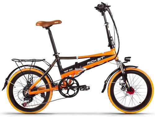 Buy RichBit Now Folding Ladies E-Bicycle In Orange And Black