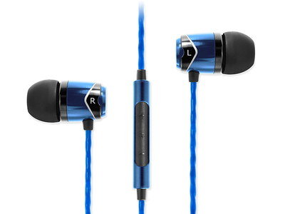 In Ear Headphones With Microphone In Black And Blue