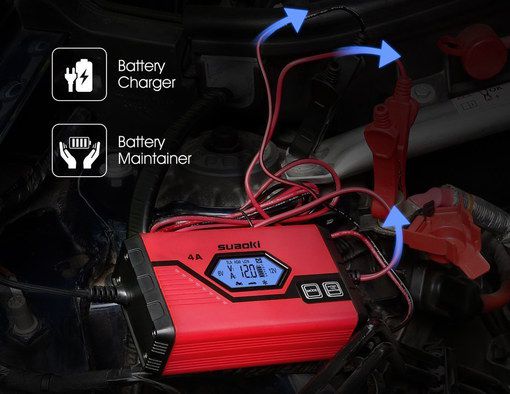 Car Battery Charger In Black And Red