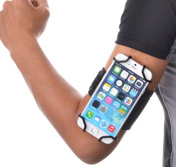 Locking Armband For All Mobiles On Man's Bicep