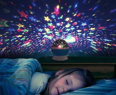 LED Star Ceiling Projector With Sleeping Child