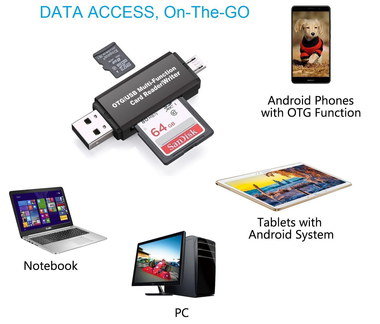 OTG Android Micro SD Card Reader USB Micro SD Card Reader In Black Plastic