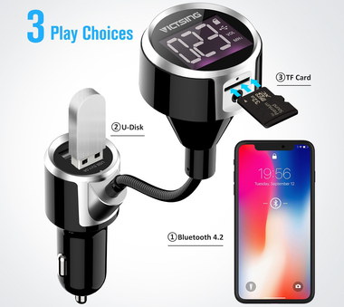 Hands-Free Bluetooth FM Transmitter Wireless Bluetooth FM Transmitter Plugged In Car
