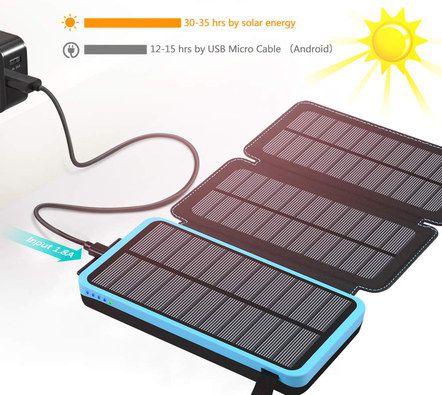 Portable Solar Battery Bank With Light Blue Exterior