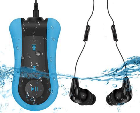 Agptek Mp3 Underwater Headphones Underwater Headphones For Swimming In Blue And Black