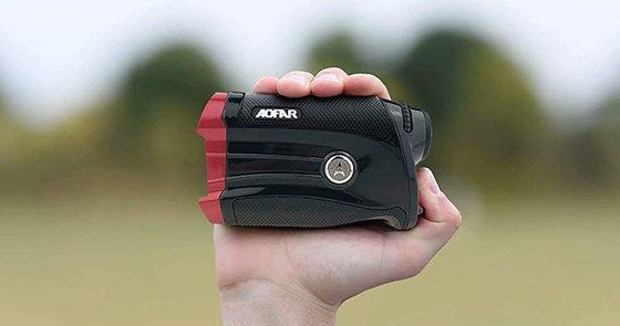 Laser Golf Rangefinder In Mans Hand