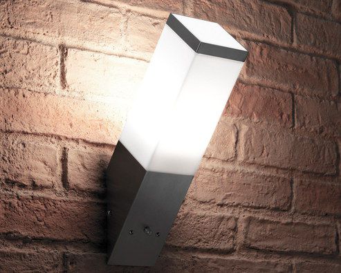 Auraglow Dusk Till Dawn Steel Wall Light Dusk Till Dawn Steel Tilted Light In Black