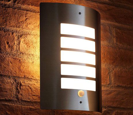 PIR Sensor Wall Light In Curved Steel