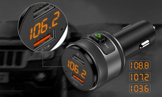 CHGeek Car Bluetooth FM Transmitter Car FM Transmitter With Big Call Button