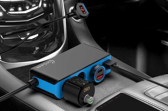 USB Car Charger With Blue Black Exterior