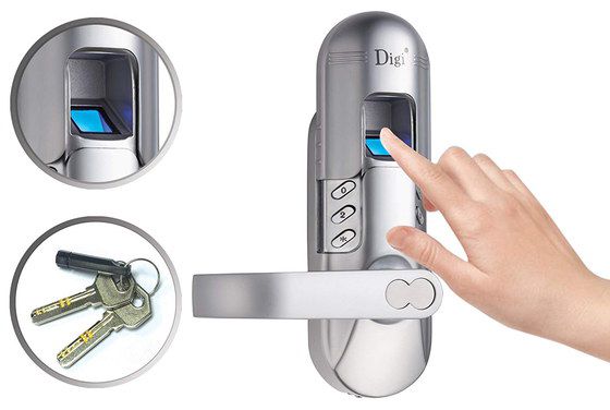 Fingerprint Door Lock In Chrome Steel