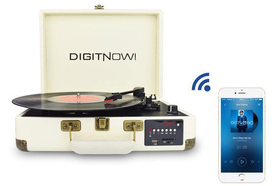 Vinyl Player In Cream Retro Suitcase Syle