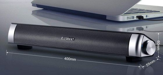 Elegiant Powered USB Speakers Powered USB PC Speaker Bar In Black