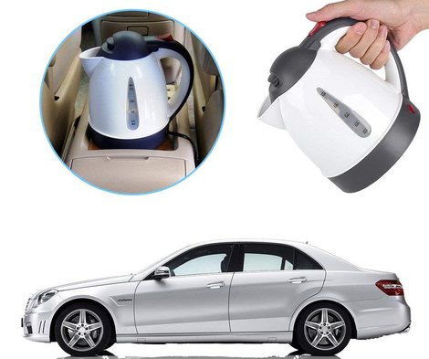 12V Car Travel Kettle With White Exterior