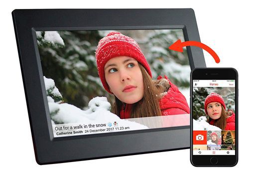 WiFi Digital Photo Frame With Black Smartphone