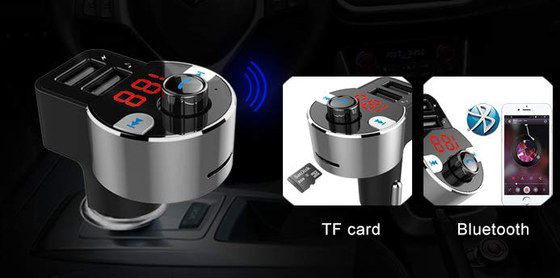 FirstE Bluetooth FM Transmitter Bluetooth FM Transmitter In Polished Steel Finish