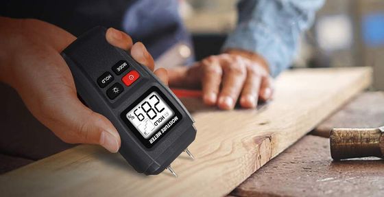 GoChange Firewood Moisture Meter Black Moisture Meter On Wood Plank