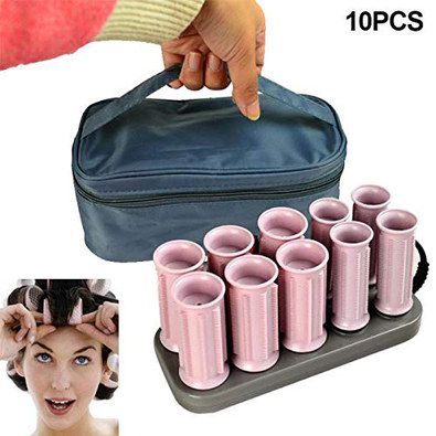 Electric Hair Curlers In Pink With Grey Base