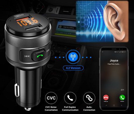 Hestya FM Transmitter Bluetooth For Car FM Transmitter Bluetooth Adapter In Black