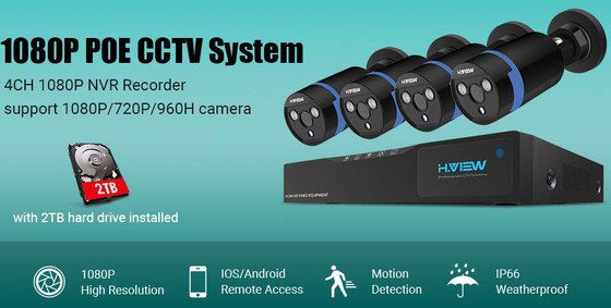The H.View PoE IP Camera PoE IP Camera CCTV In All Black