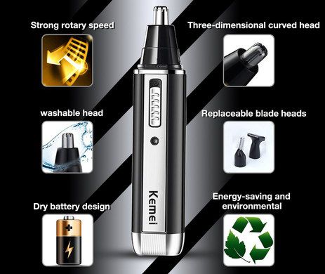 Kemei Portable Nose And Ear Trimmer Nose And Ear Trimmer With 3D Curve Head