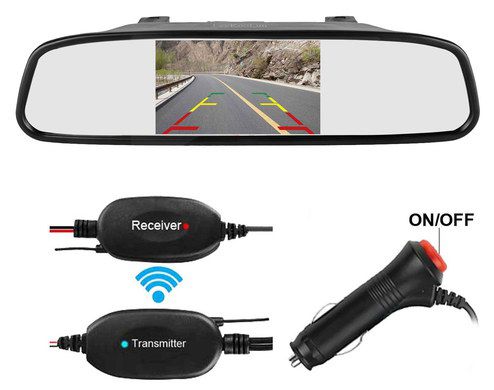 Podofo Wireless Car Mirror Camera Car Mirror Camera With Black Transmitter