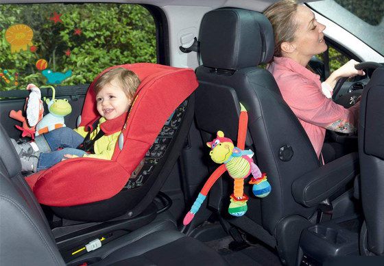 Rearward-Facing Car Seat With Red Cushion