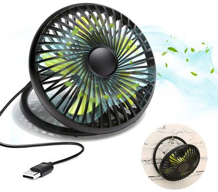 USB Black Desk Fan With Long Cable