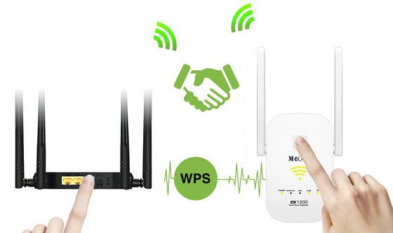 MECO Dual Band WiFi Extender WiFi Extender With Finger On Pair Button