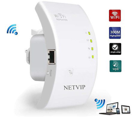 WiFi Booster Extender In White Curved Shape