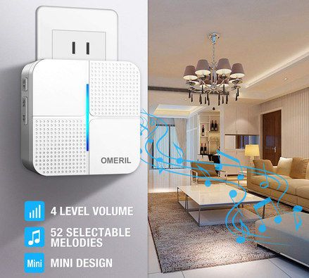 Omeril Wireless Door Chime Twin Plug In White Door Chime Twin Plug In On Living Space Wall