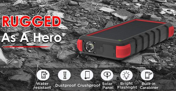 Solar Mobile Phone Charger Bank With Red/Black Exterior