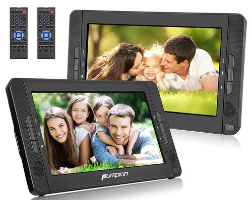 Get PUMPKIN Dual DVD Players Car Headrest Monitors With Black Remotes