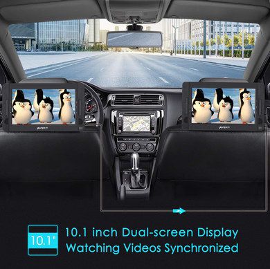 Get The Pumpkin Headrest Monitors Now Car DVD Players On Back Of Black Seats