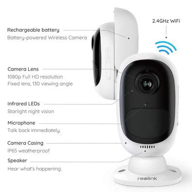 Battery WiFi Camera With Speaker On Base