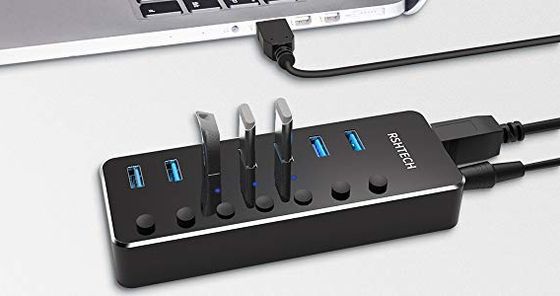 RSHTech Multi USB Port Hub USB Port Hub With Black Switches